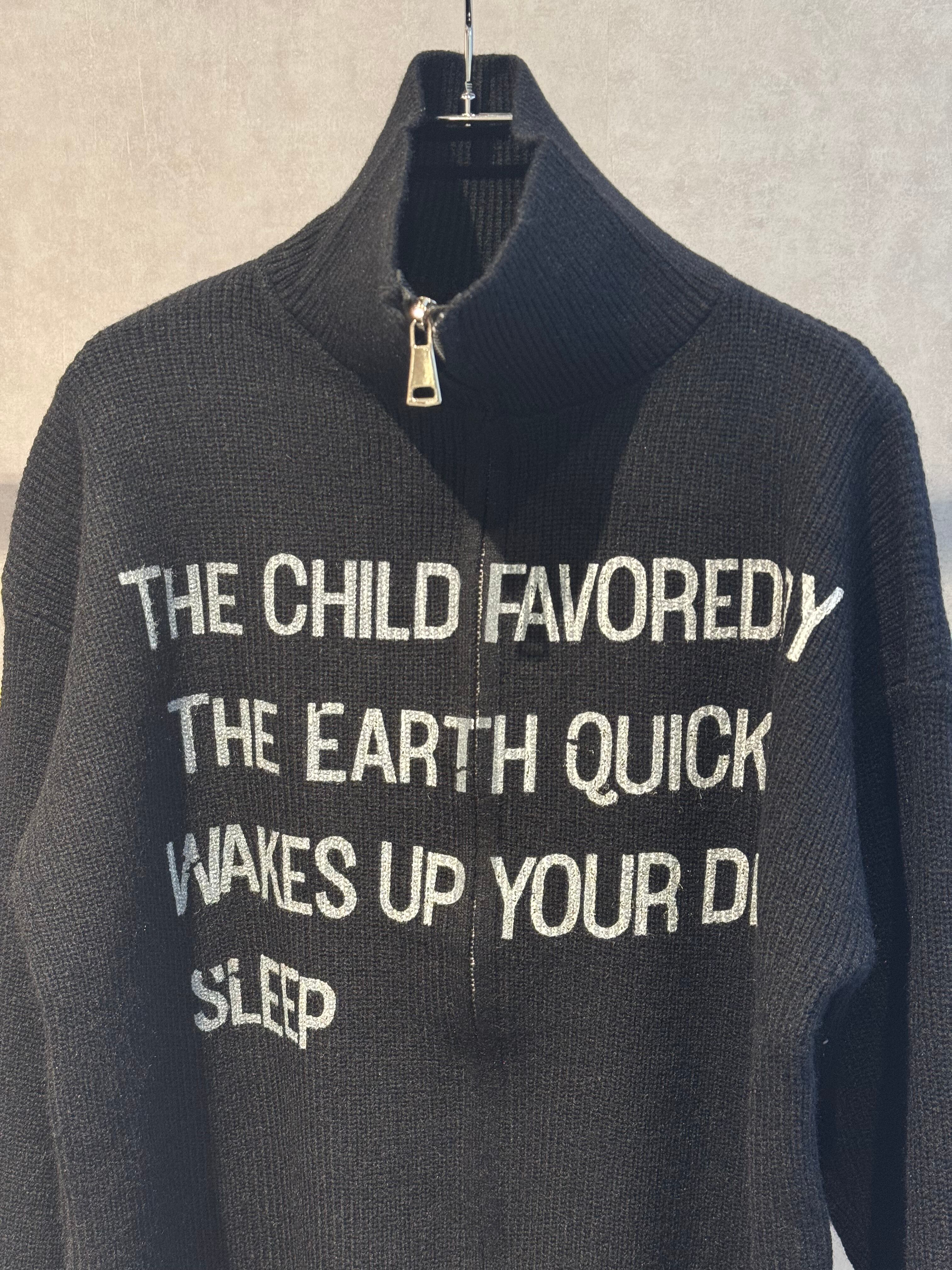 stand collar logo zip up knit