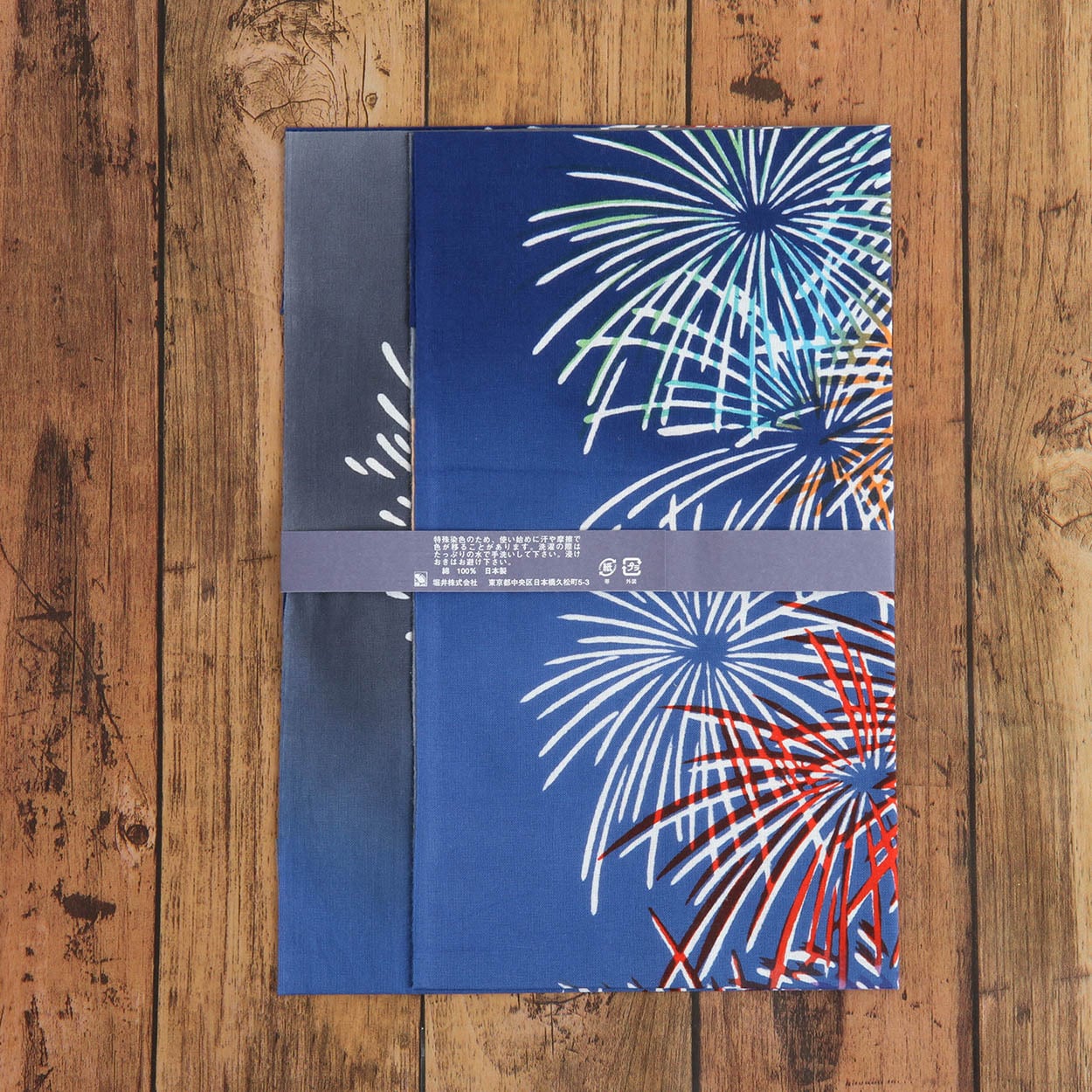 花火」本染手ぬぐい 注染 綿100％ 日本製 源氏手ぬぐい 25A