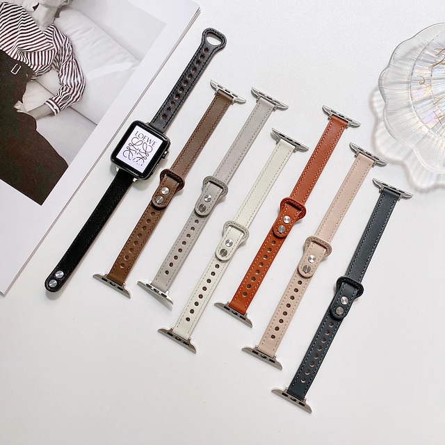 【C036】Slim leather bracelet apple watch belt