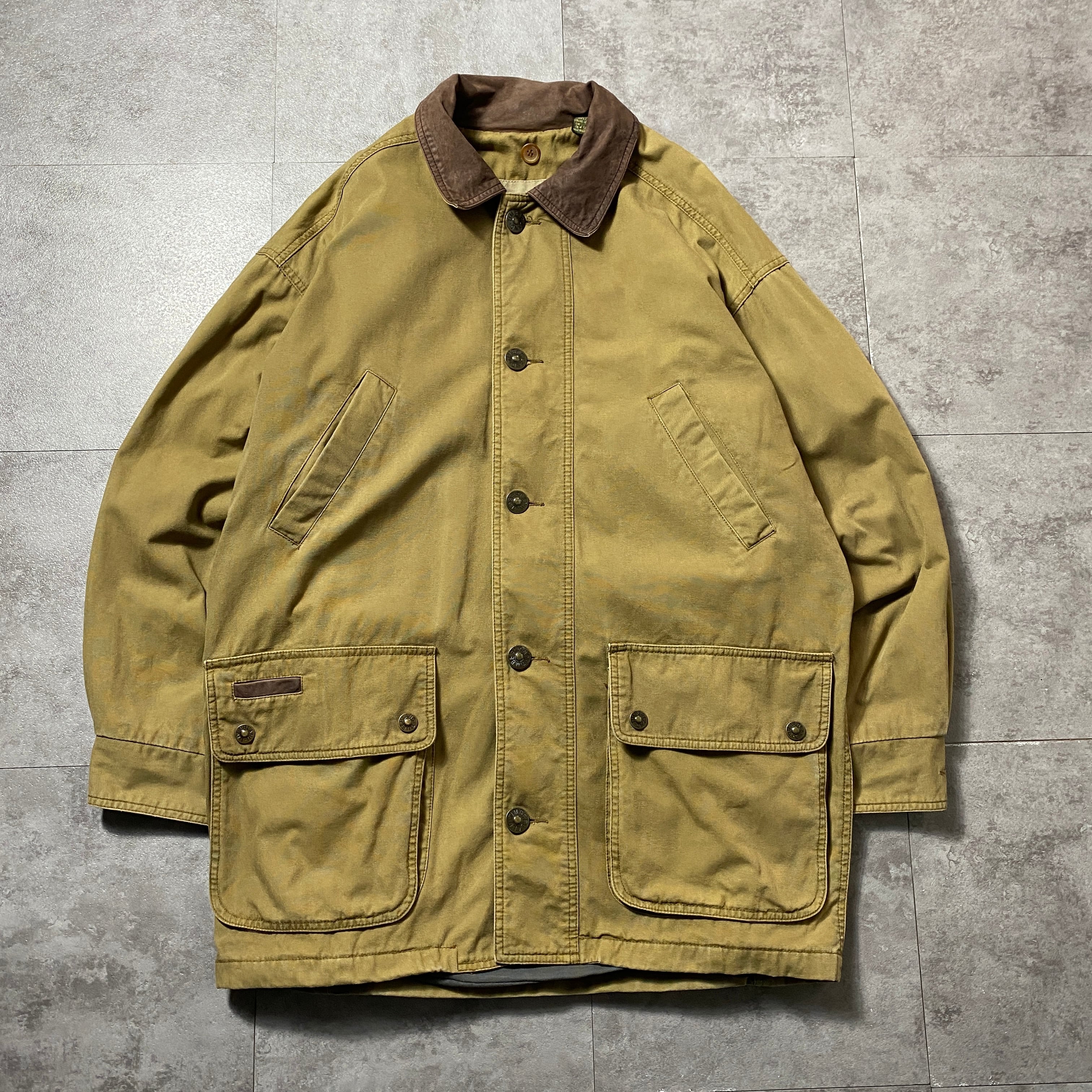 【専用】90s Timberland 襟レザーハンティングジャケット ウール 90's Timberland ティンバーランド レザー襟 メタルボタン ミドル丈