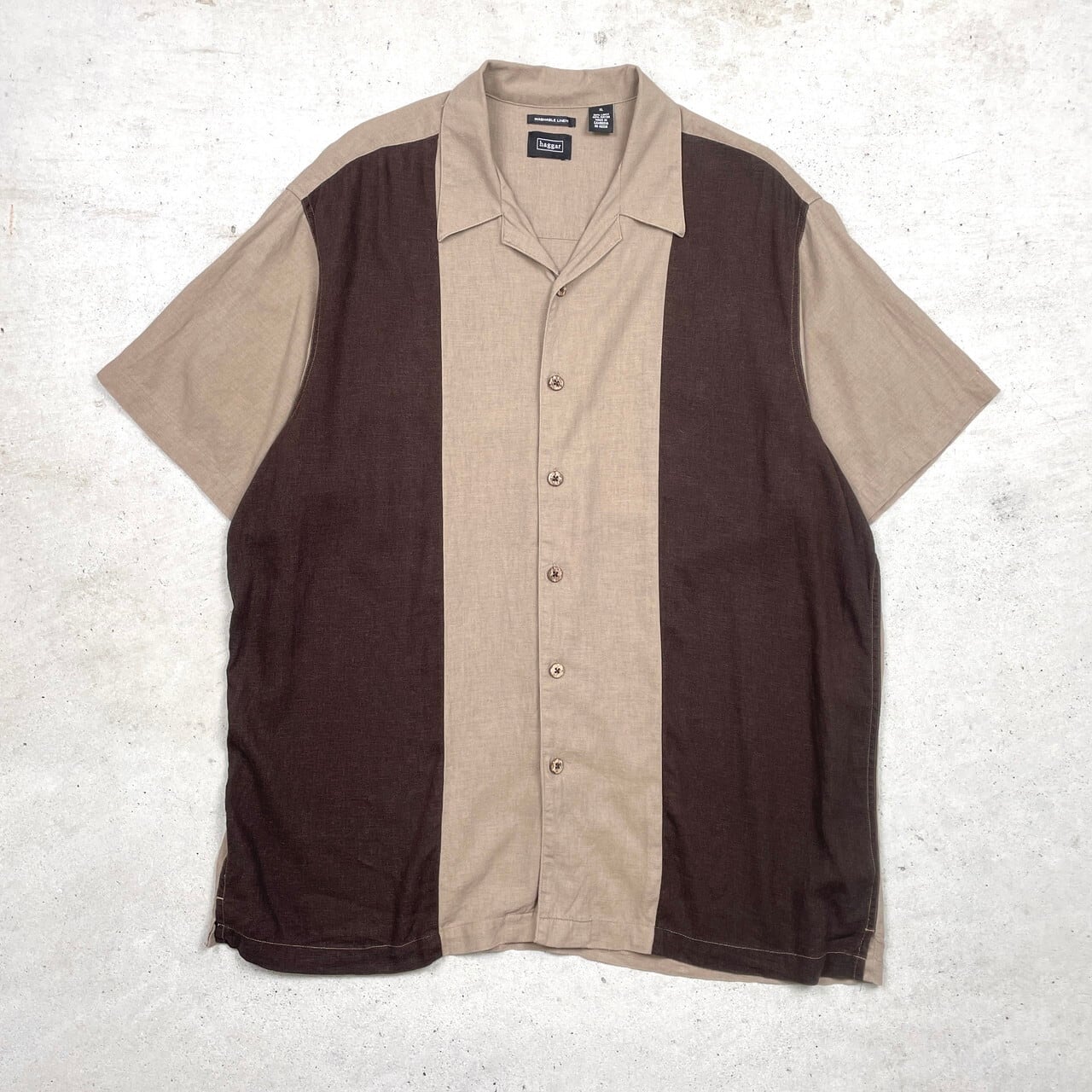 90年代 haggar ハガー 開襟シャツ オープンカラーシャツ リネン 