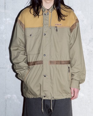 old “McGREGOR” canvas switching field jacket / suede piping details / hidden hood collar / From EUROPE
