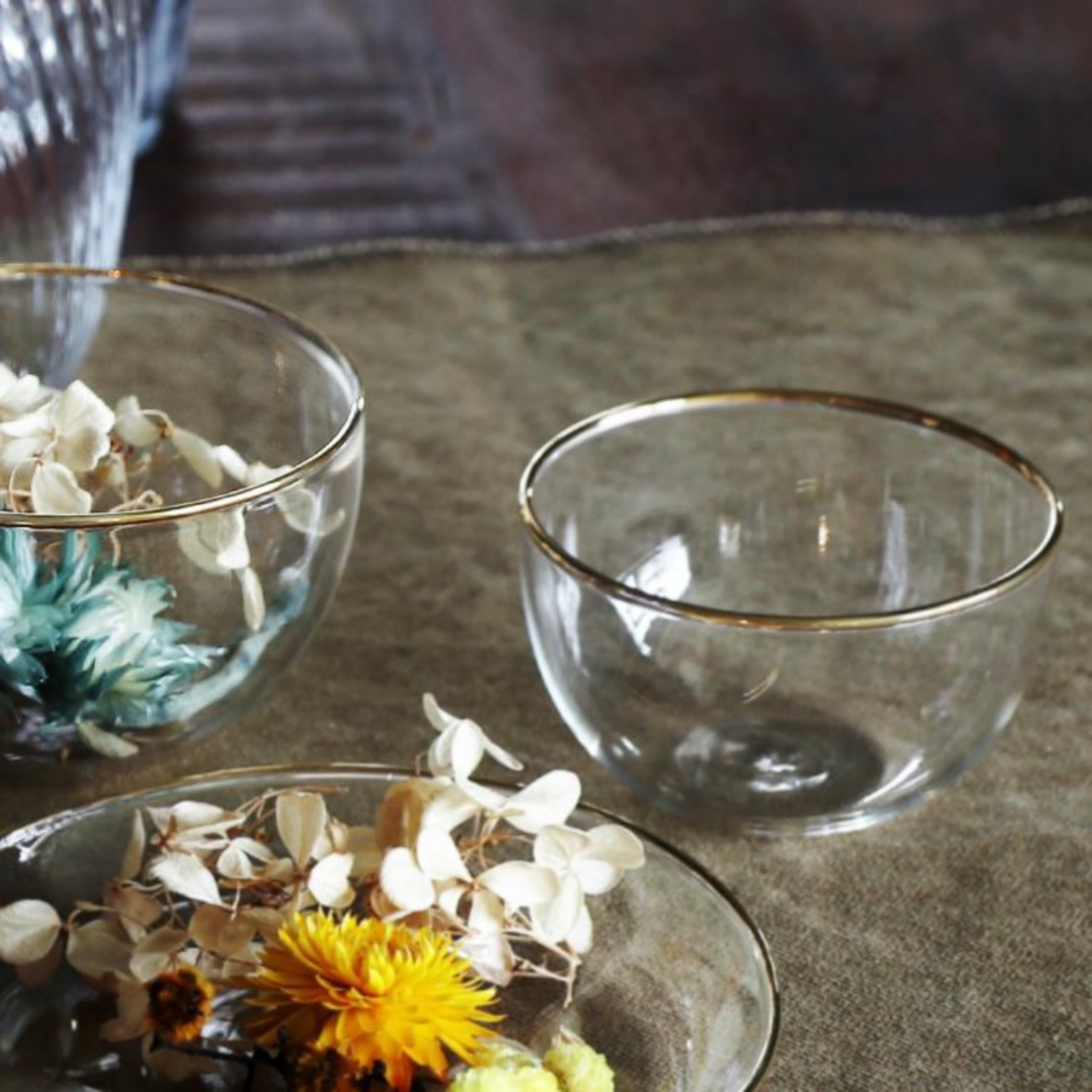 サラダボール　ガラス　金箔　手作り サラダボール ガラス 金箔 手作り