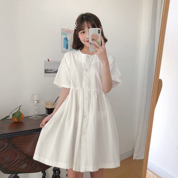 2020年春の新夏スタイルルーズ半袖白ヒョナスカートinsスーパーフェアリードレス女性 1号婦人80636046323