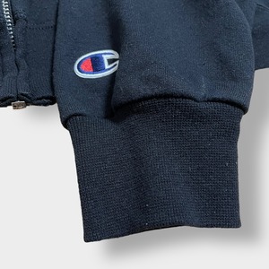 Champion 企業系 スウェット ジップアップ フルジップ パーカー ワンポイントロゴ バックプリント フーディー M 黒 チャンピオン us古着