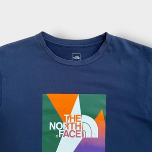 【THE NORTH FACE】ボックスロゴ プリント Tシャツ バッグロゴ ハーフドーム LARGE ネイビー アウトドア ノースフェイス 半袖 夏物 US古着