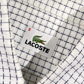 90s LACOSTE ラコステ 総柄 長袖シャツ 5/ホワイト系 メンズ ビンテージ