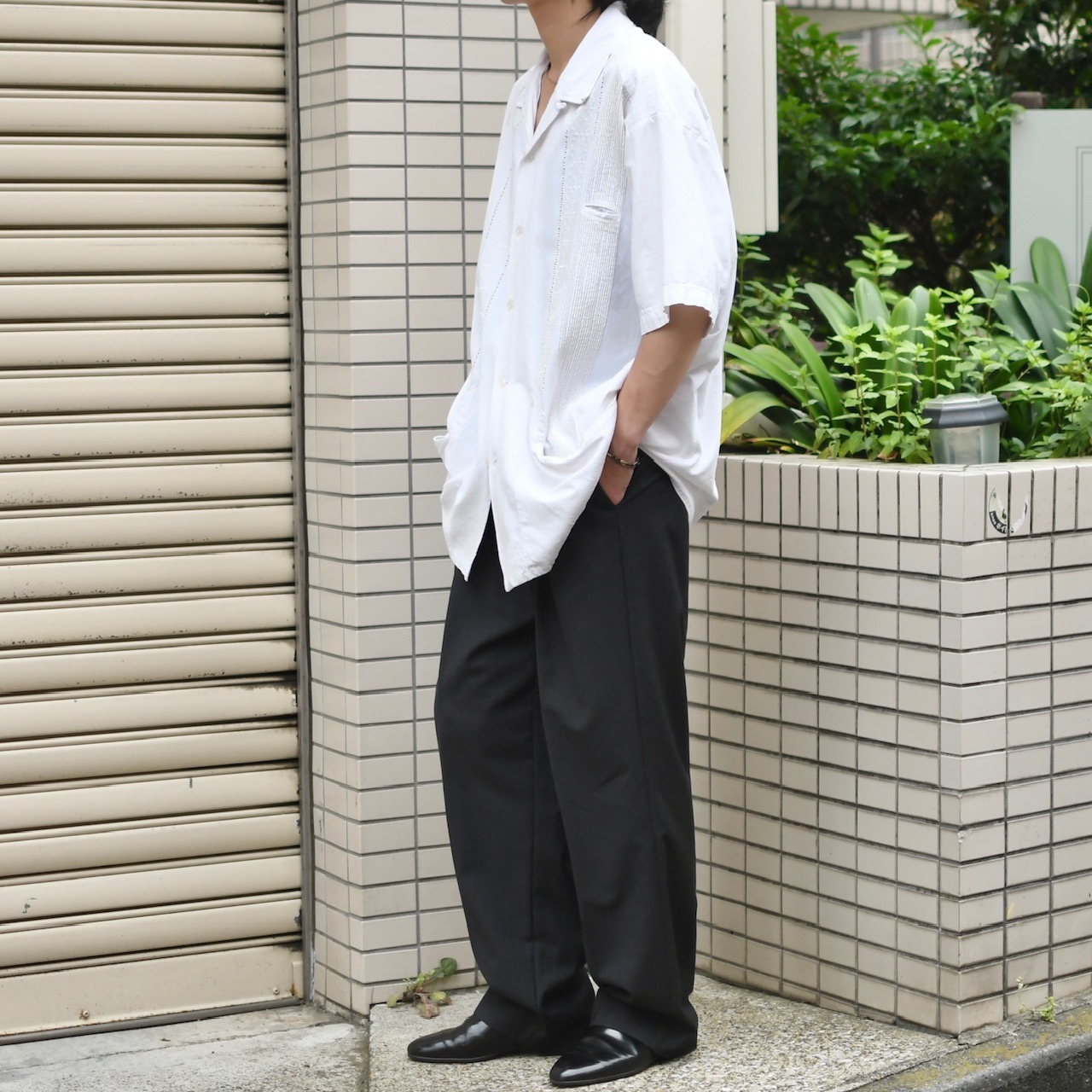 ~80's 3pocket cuba shirt white