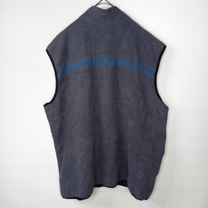 90s　アメリカ製　ヘリーハンセン　フリースベスト　ボーダー　刺繍　グレー　XXL