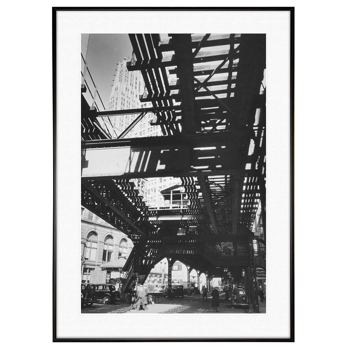 アメリカ写真 1936年 ニューヨークマンハッタン ハノーバー・スクウェア インテリアモノクロアートポスター額装 ヴィンテージ写真 AS2198