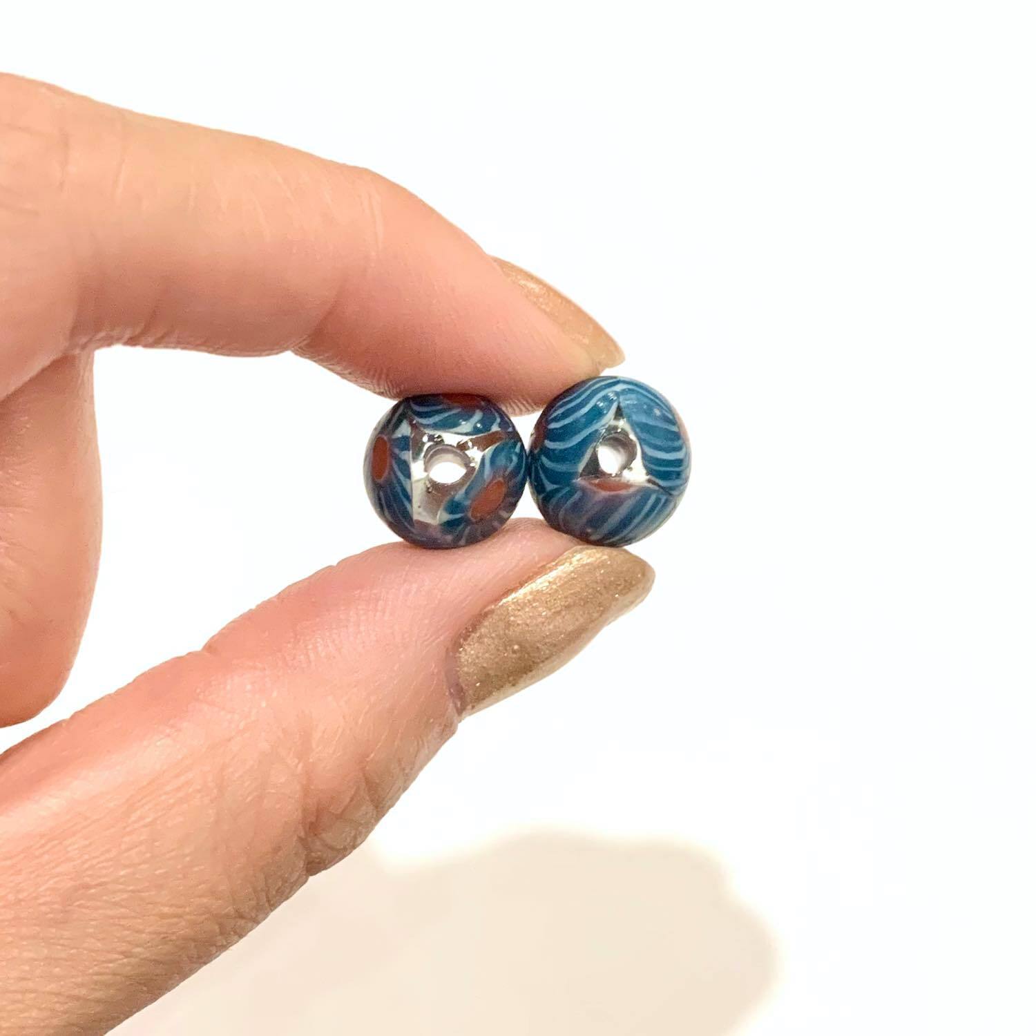 再入荷〉朝顔モチーフ柄入りビーズA | Dua-アクセサリーパーツショップ