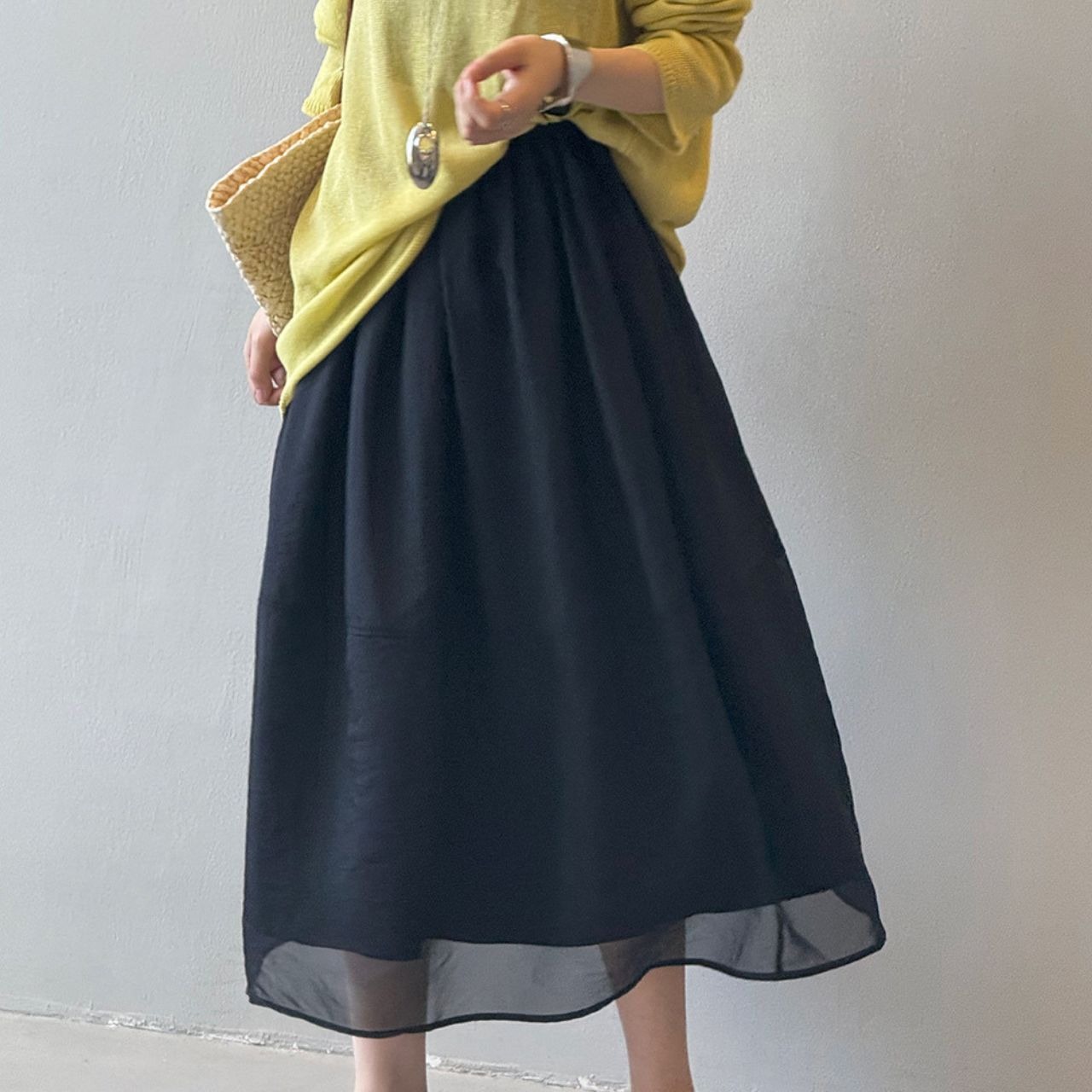 シフォンティアードAラインミモレ丈スカート（5colors） 　A00288