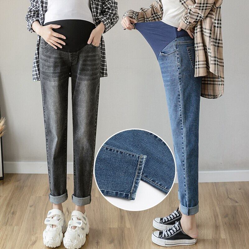 【新作】【送料無料】 8935＃秋春デニムマタニティジーンズベリーダディパンツ服妊娠中の女性妊娠ルーズストレートハーレムパンツ スプリング 春物 オータム 秋物 AL expec452244189377