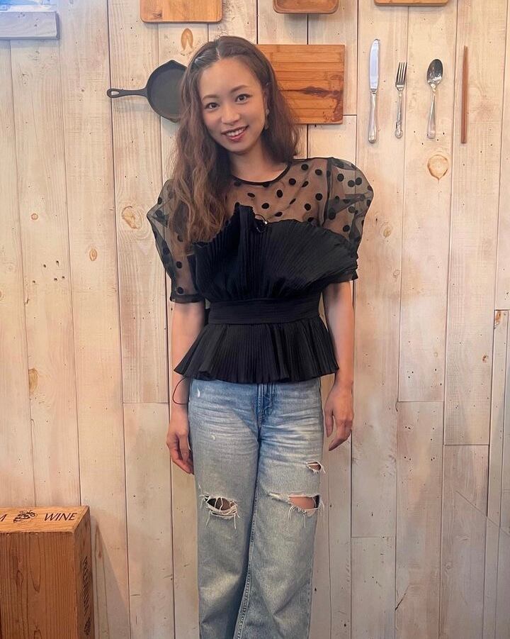 美品 #Newans ドットデザインシアーシャツ ブラウス 笹川友里さん 黒 