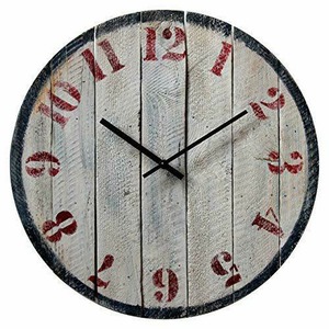 インテリア　木製クロック Large Round Wood Rustic Wall Clock 18-inch -