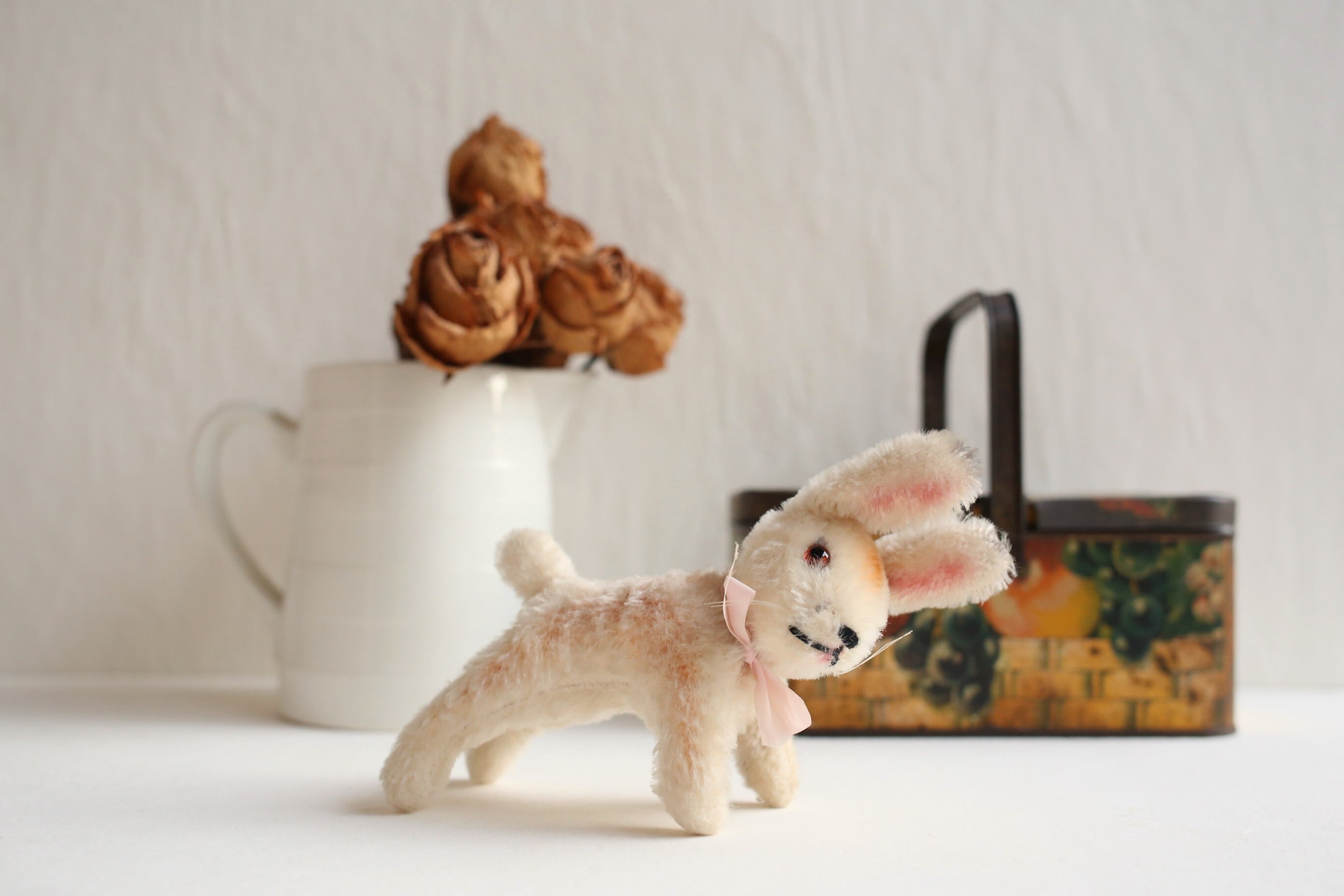 【ドイツ GRISLY社 犬】ヴィンテージ Steiff ヴィンテージ グレーのプードル 足可動式