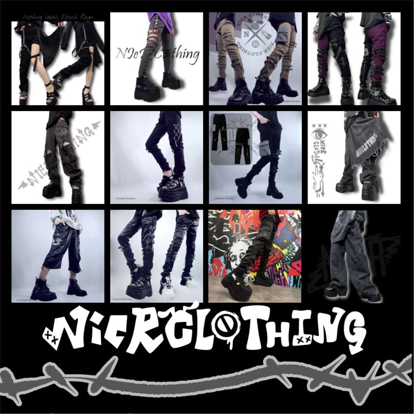 NieR ボトムス チェック柄 黒白 ボンテージパンツ カーゴパンツ Bottoms | NIER CLOTHING
