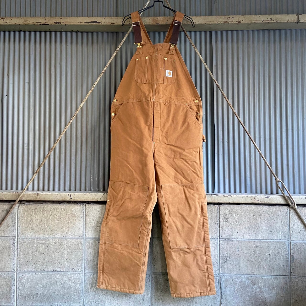 ビッグサイズ 80年代 ビンテージ USA製 Carhartt カーハート ダック地 オーバーオール ダブルニー メンズW44 古着 80s  ヴィンテージ ベージュ キャメル ブラウン 茶色 大きいサイズ【オーバーオール】【SA2204】 | cave 古着屋【公式】古着通販サイト