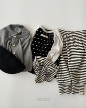 韓国子供服 / 26Autumn / Aosta / ドットラグランTシャツ / 秋服 *S~XXL*