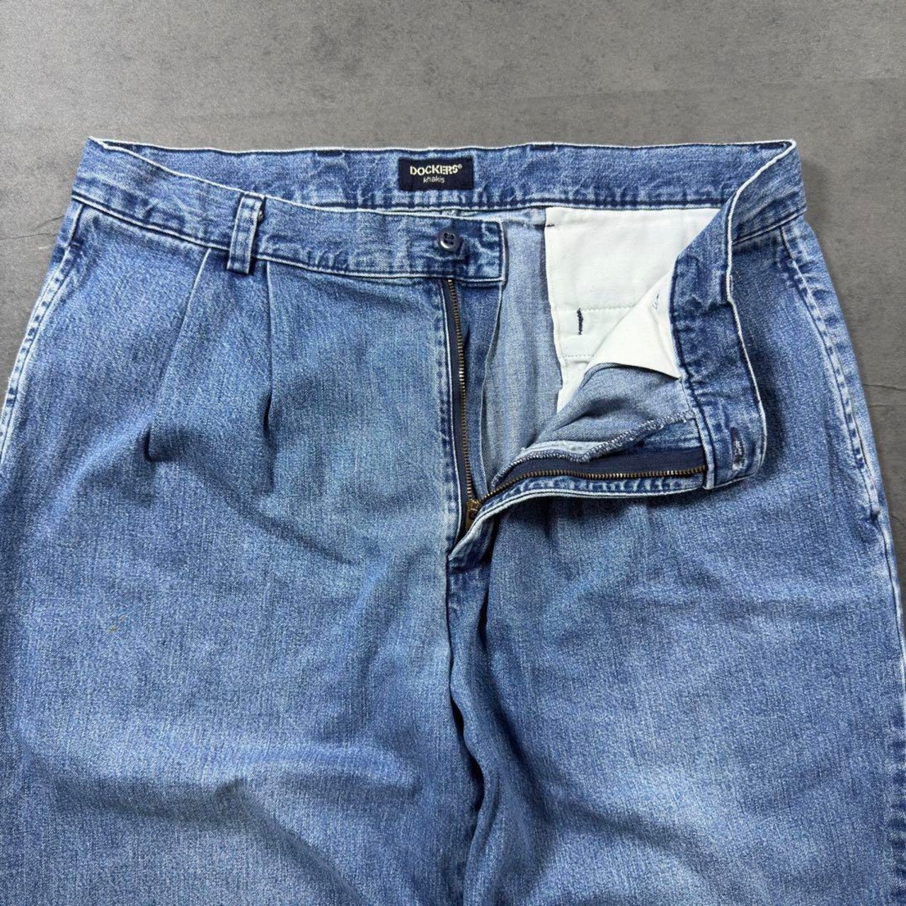 DOCKERS two tuck denim slacks W36L32 古着 - 7