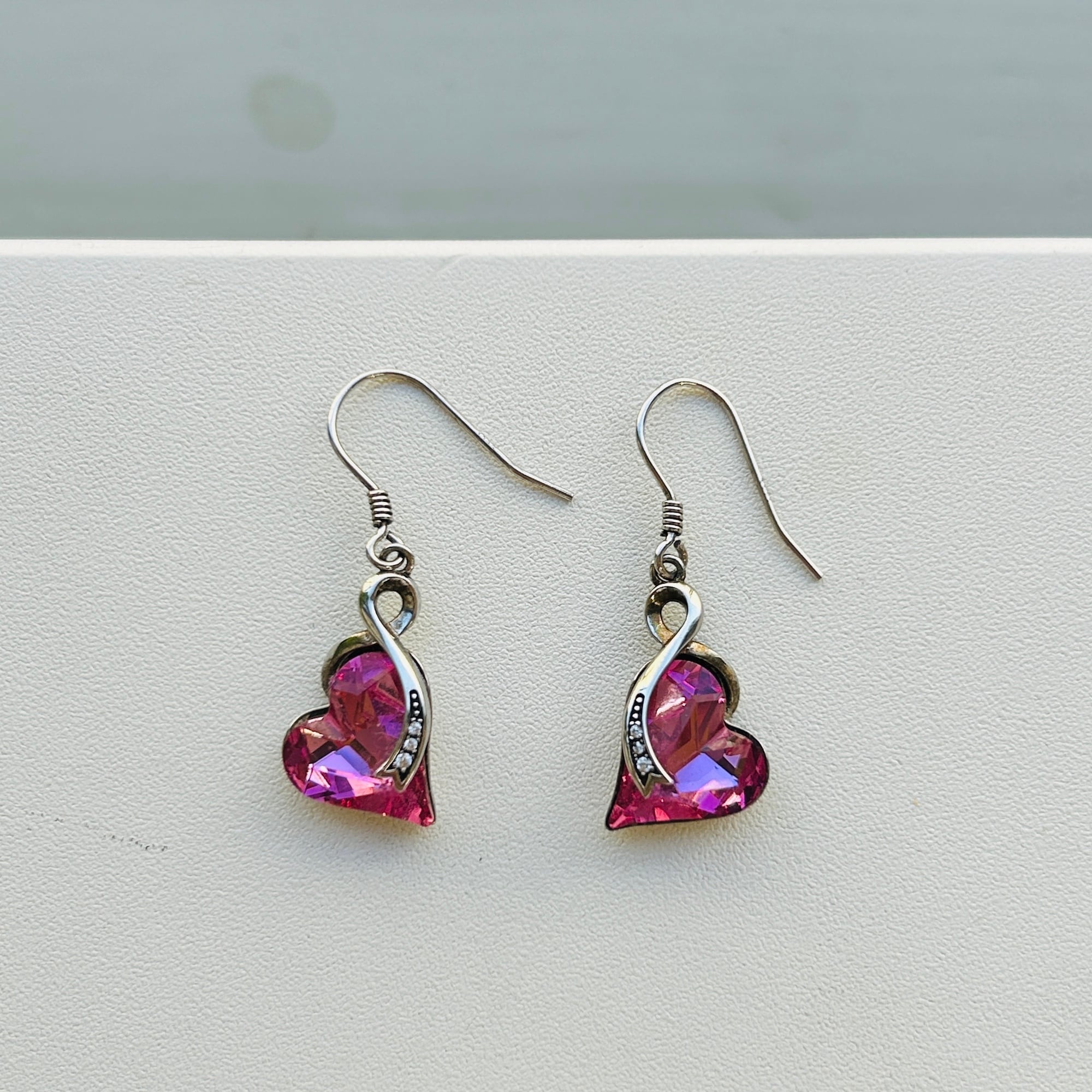 シルバー925 PInk CZハート フックピアス | Milo Antiques & Vintage