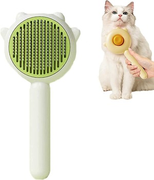 【特価処分】マジック ペット コーム ペット ヘア クリーナー ブラシ 猫 グルーミング ブラシ 長毛または短毛 猫 犬 ペット マッサージ ブラシ 子猫用 セルフ クリーニング スリッカー コーム 毛のもつれを取り除きます (Green)