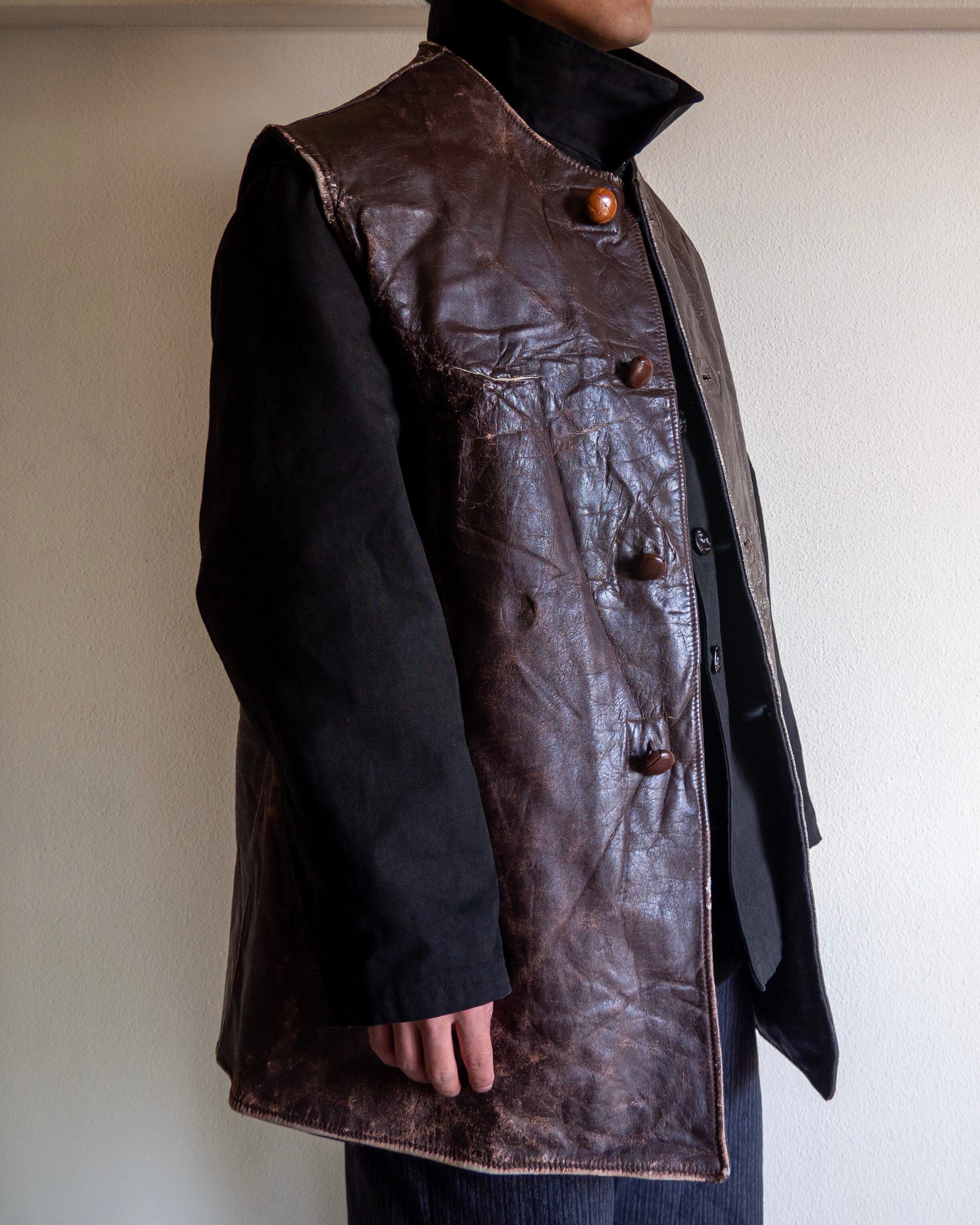 1950s French Army Jerkin Leather Vest | 'bout