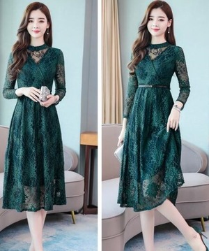 送料無料 未使用 イベント パーティ デート 13号 XL 総レ－ス フォーマル ワンピ－ス [OPN3850]