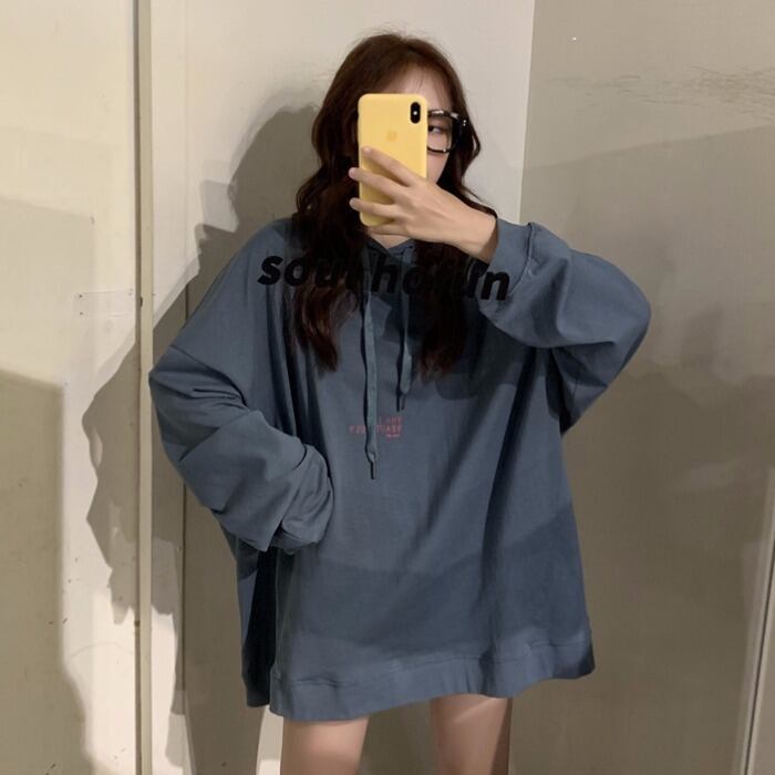 セーターレディース秋の服2020新しいルーズミドル丈レタープリントフード付き長袖トップコートトレンド 1号婦人33380735397