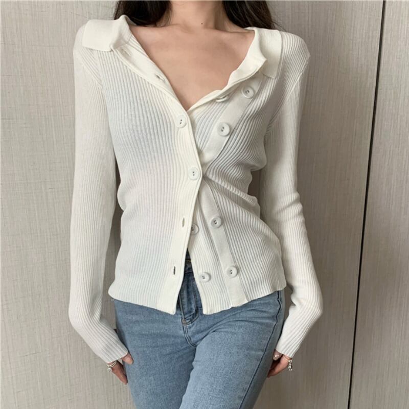 ダブルブレストセーター レディース薄手スプリングスタイルスリムニットカーディガン ロング 春物 ドラファッションホール18600967719