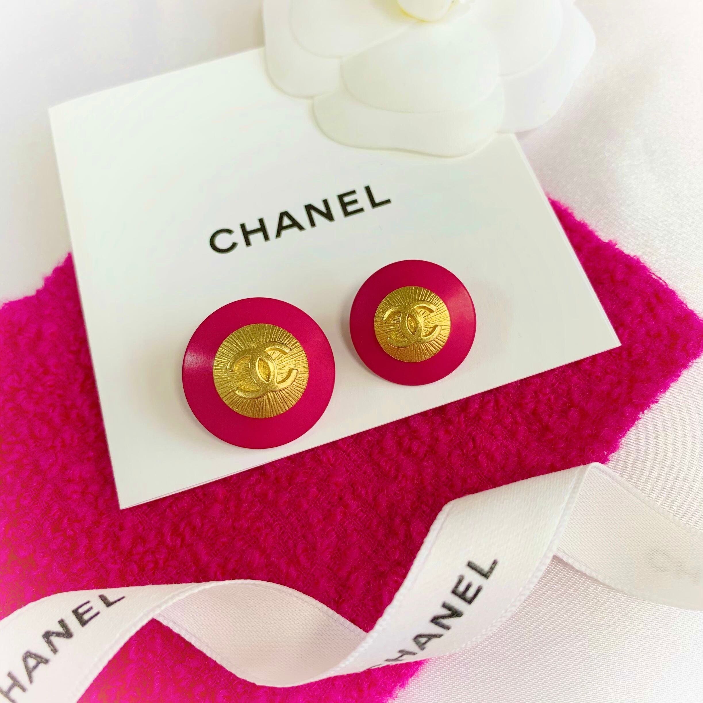 788シャネル ボタン 1個 CHANEL ボタン ホワイトシェル×シルバー 1.4cm