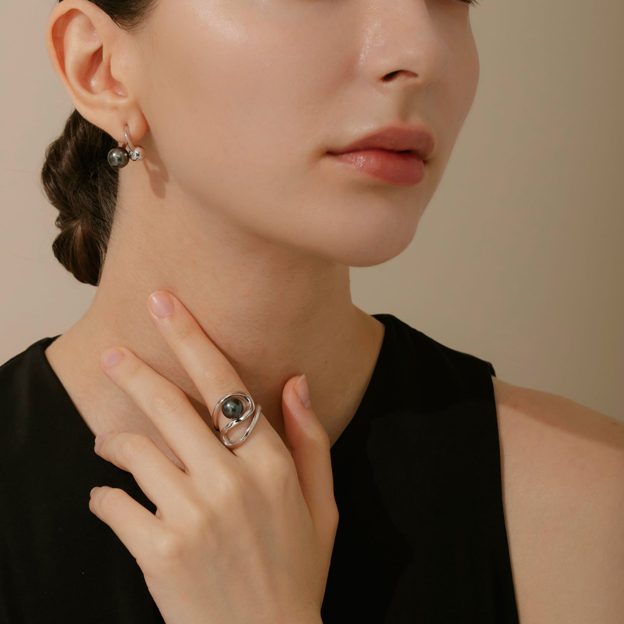 Black pearl ring SMR5 黒蝶真珠リング | Maggie jewelryJapan マギー