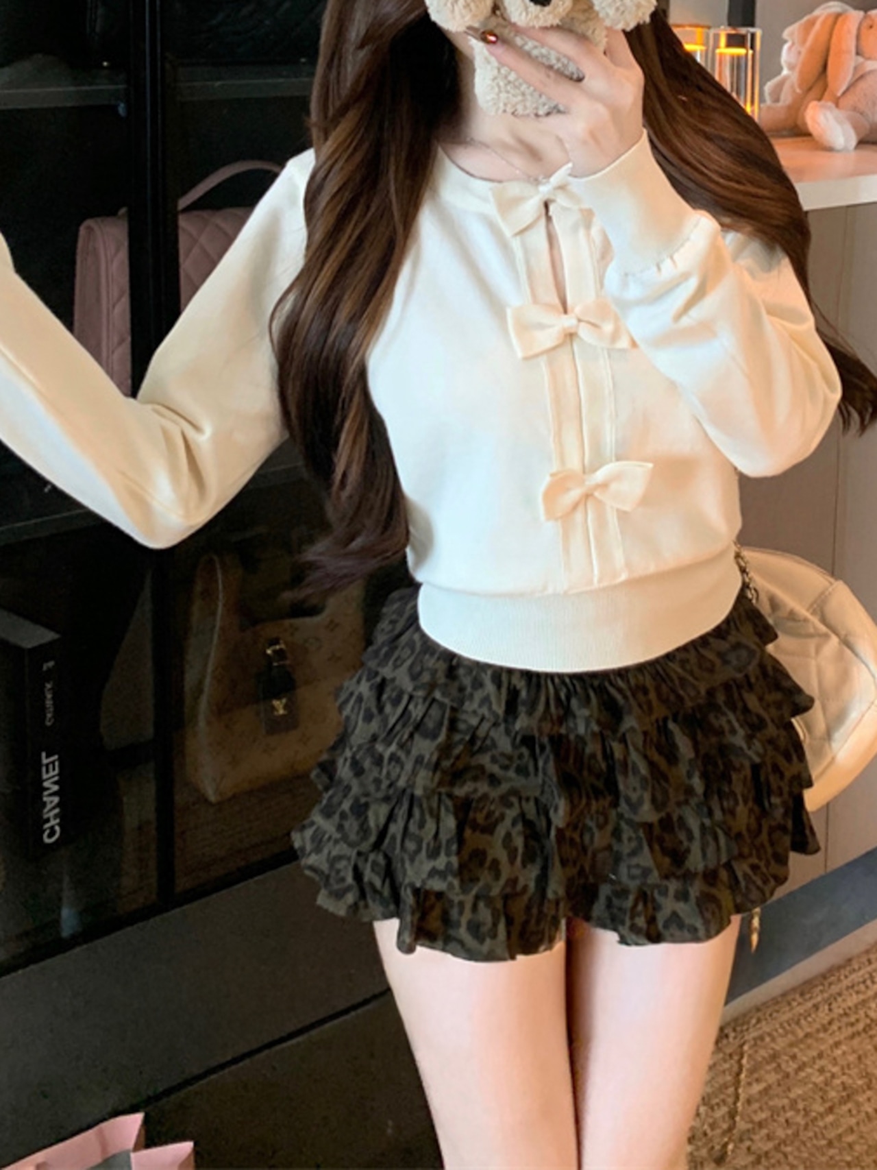 リボンモチーフニットセーター LK1777