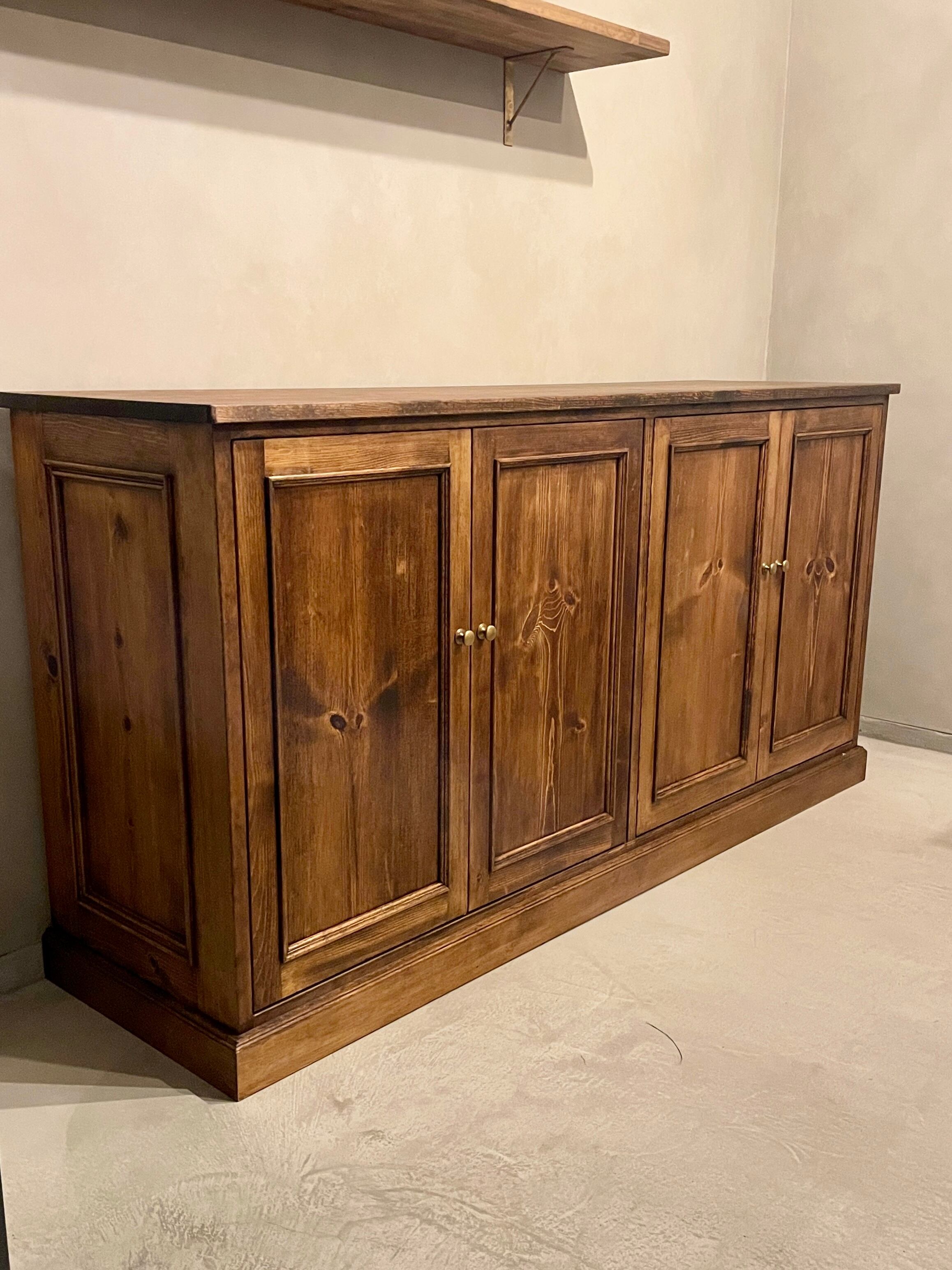 フランスアンティーク調4drキャビネット （エイジンググレー・店舗什器