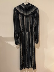 1970's-80's "Janelle" ゴールドストライプフリルドレス