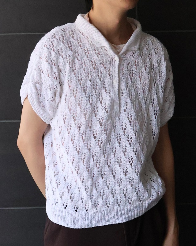 lace knit polo top