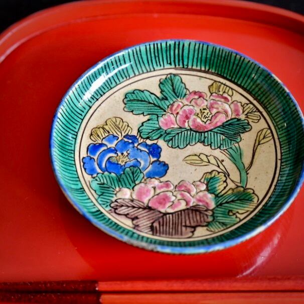 織部焼 南明作 八ツ橋形 向付 9客 織部焼 南明作 八ツ橋形 向付 9客