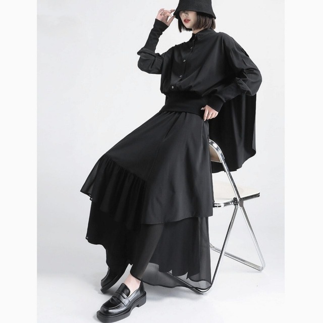 Layered A-line flared skirt C0782