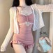 水着 レディース 2点セット オールインワン+ブラウス 大人 温泉 プール ママ水着 セクシー 夏 体型カバー 可愛い 小胸水着 韓国 タンキニ 上下セット 可愛い水着 フリル みずぎ 女性水着 海