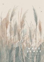 plume grass｜ススキの柔らかな佇まいを描いた北欧ボタニカルアートポスター｜くすみ色が映えるナチュラルモダンインテリアにA4ポスター