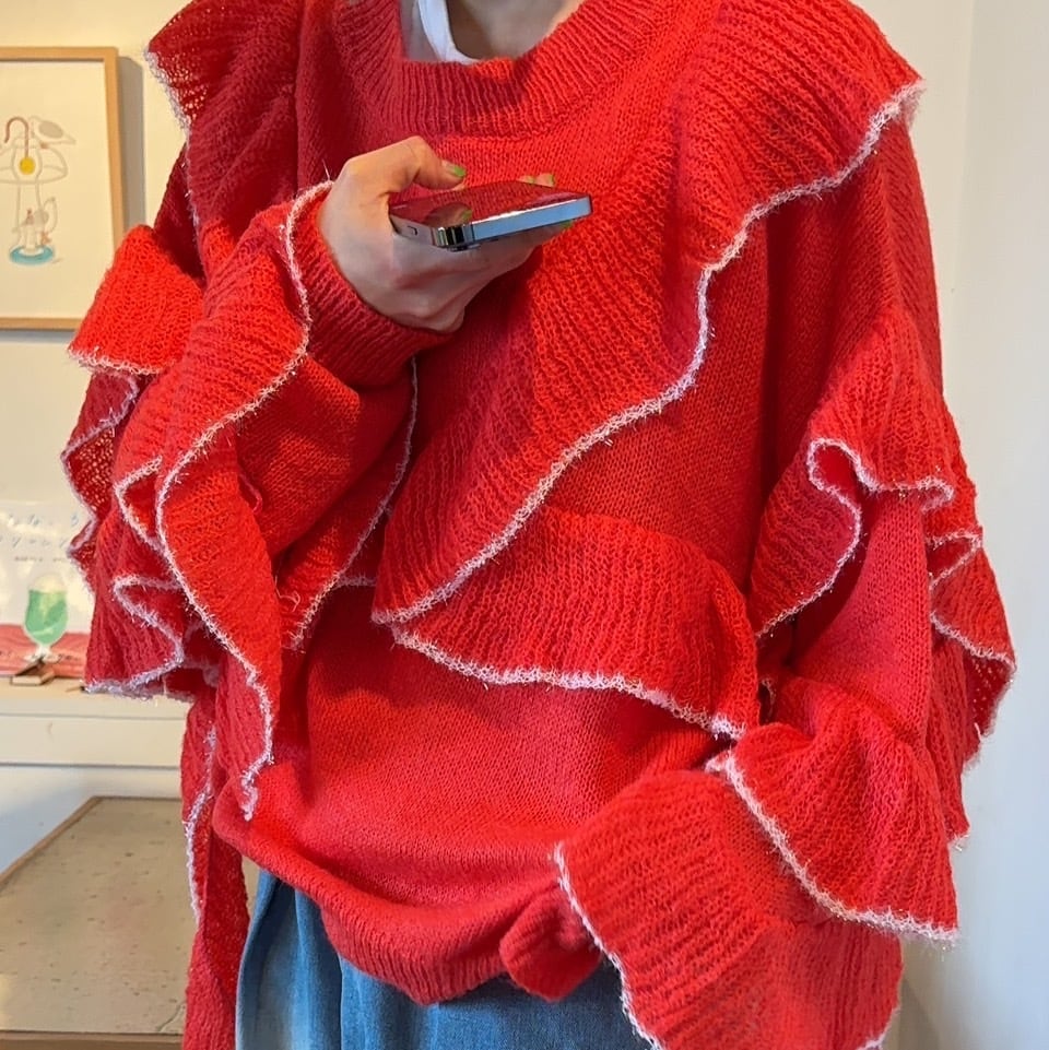 BIGフリルシアーニット_LN02573