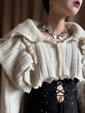 natural color big collar remake knit-4450-12