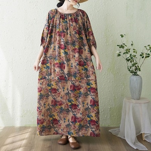 PRINT PULLOVER OVERSIZED LONG MAXI DRESS M-17990