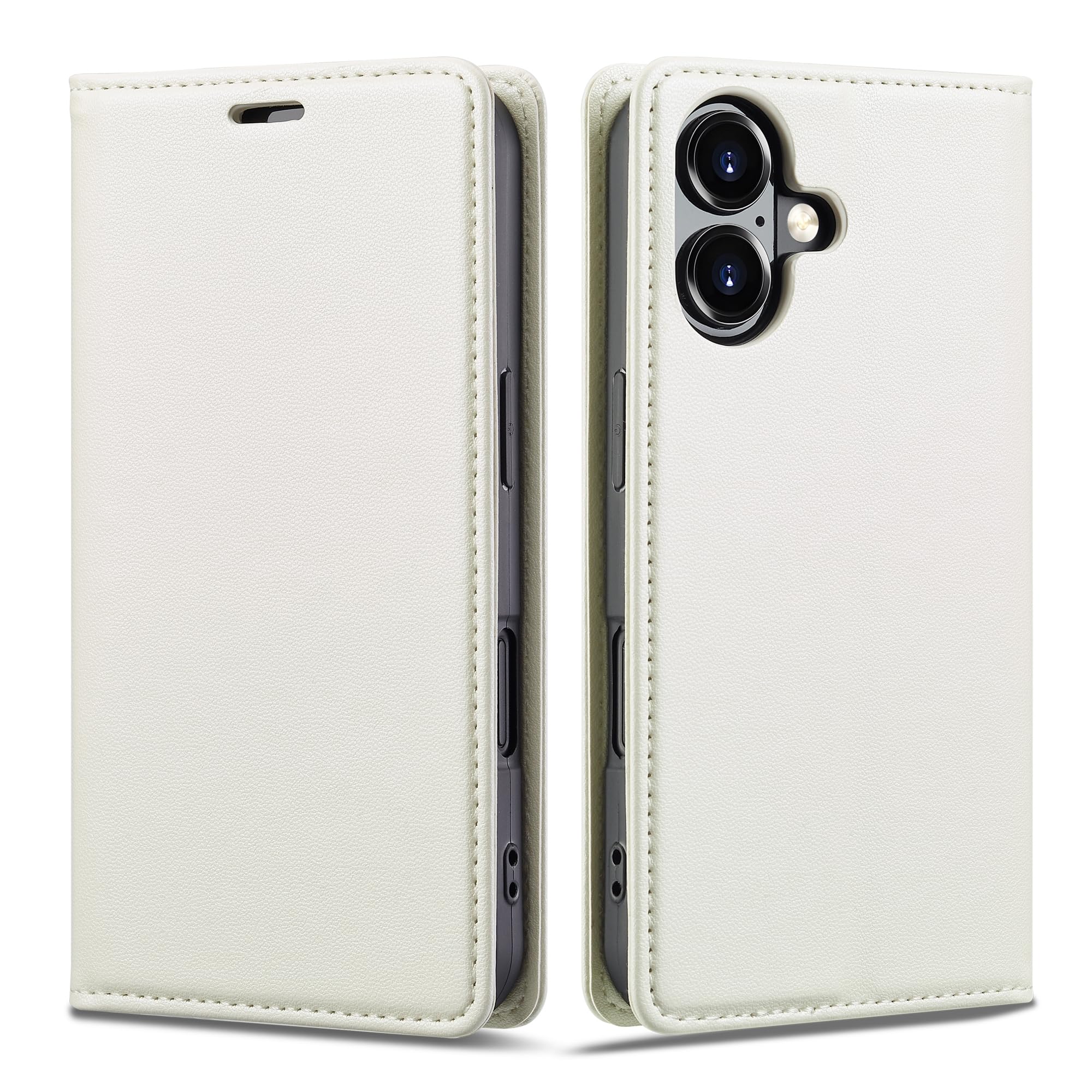 アイフォン17対応ケース iPhone17手帳型ケース case 真珠光沢レザー RFID磁気防止 スマホケース 内蔵マグネット スタンド機能 カード入れ 薄型 ホワイト