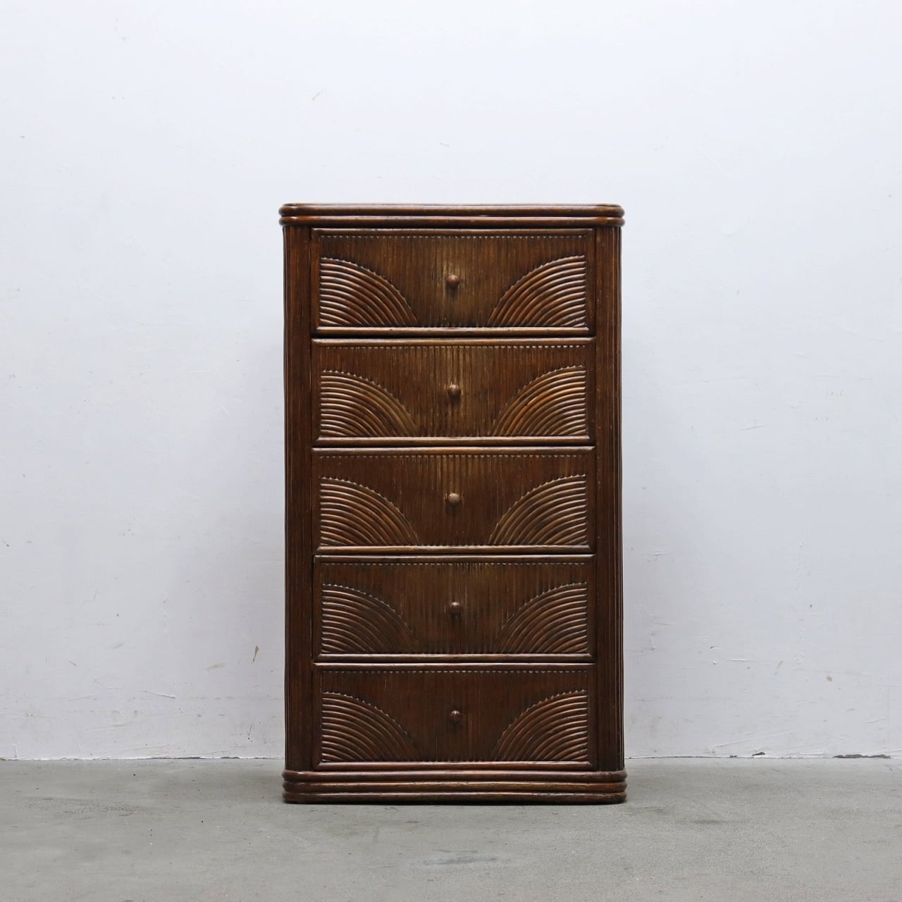 ヴィンテージ ラタン チェスト 籐 5杯 引き出し 収納 箪笥 レトロ RCT24201