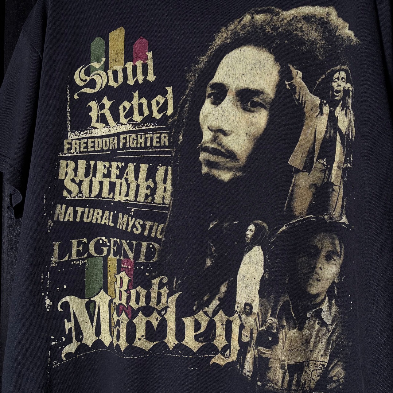 00s BON MARLEY BLACK Tee　ボブマーリーTシャツ　レゲエ　黒