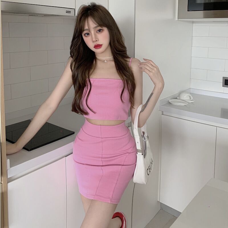 サマートップス ハイウェストウェストスカート 夏物 ハンチェンe97254948746