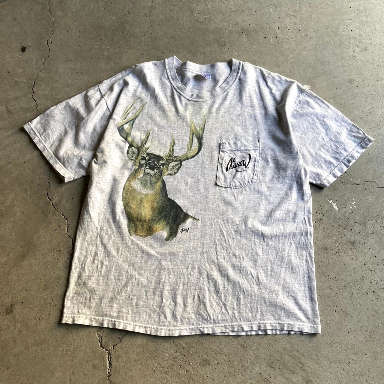 90年代 AL AGNEW シカ プリントTシャツ アニマルプリントTシャツ 