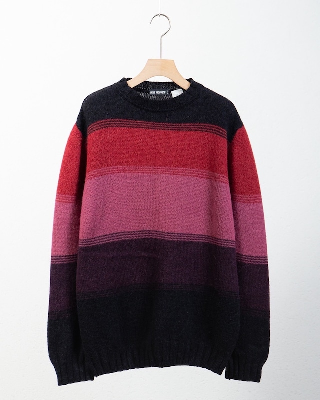 "HOLT RENFREW" stripe pattern wool × alpaca mix knitted sweater Made In ITALY