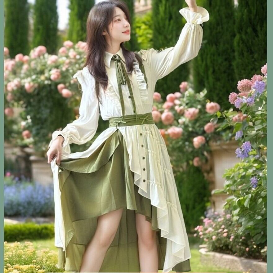 サブカル 服 地雷系 通販 クラロリ ロング丈 スカート アシンメトリー 普段着使い